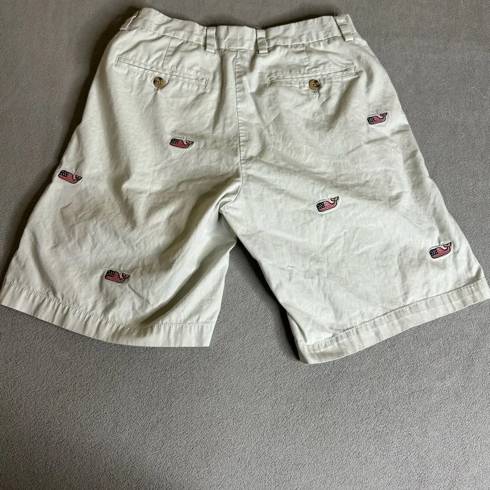 Vineyard Vines Men’s Khaki Flag Whale FOJ Club Shorts size 30